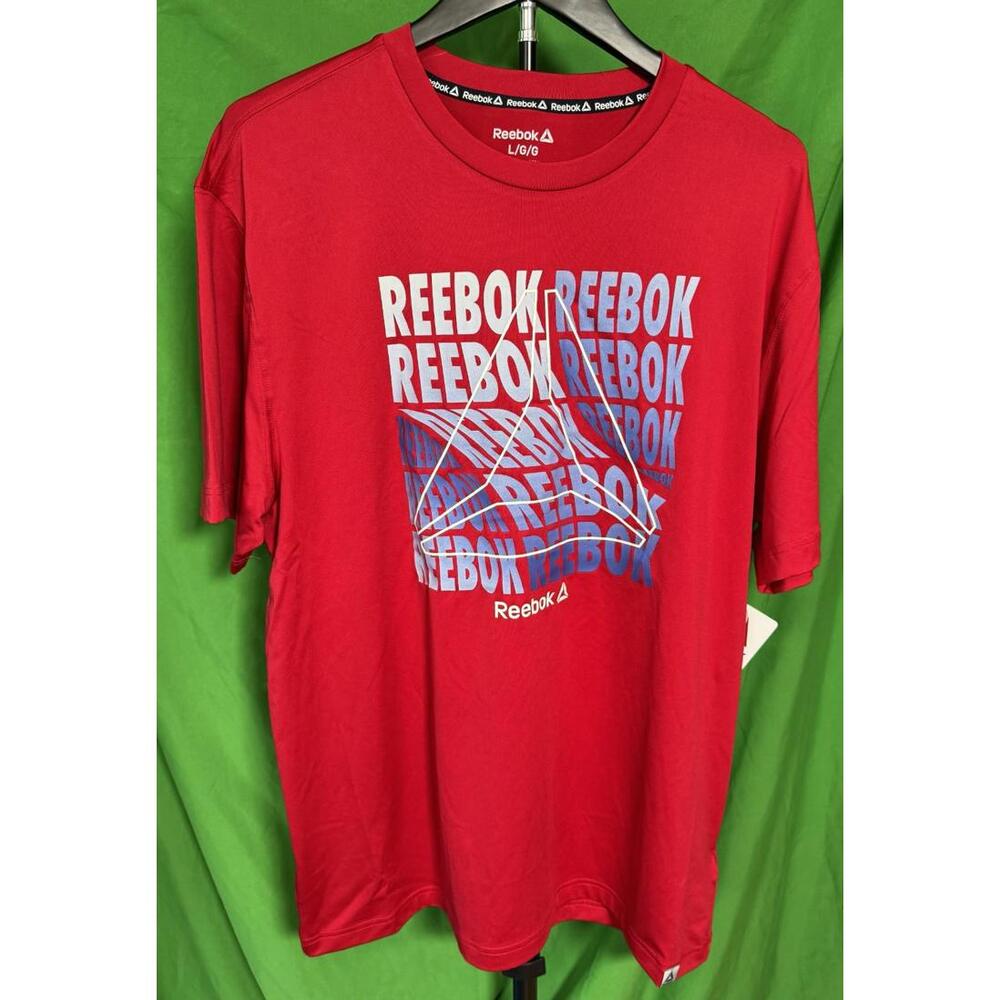 Reebok Crimson Red Logo Graphic Tee T Shirt Short Sleeve Men's L NEW NWT!